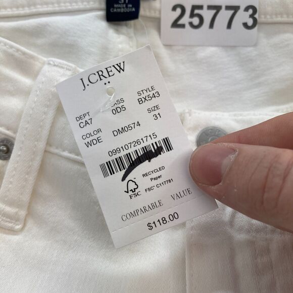 J.Crew Jeans Women's 31 High Rise Flare Crop White Denim‎ Signature Stretch NWT - Picture 5 of 14
